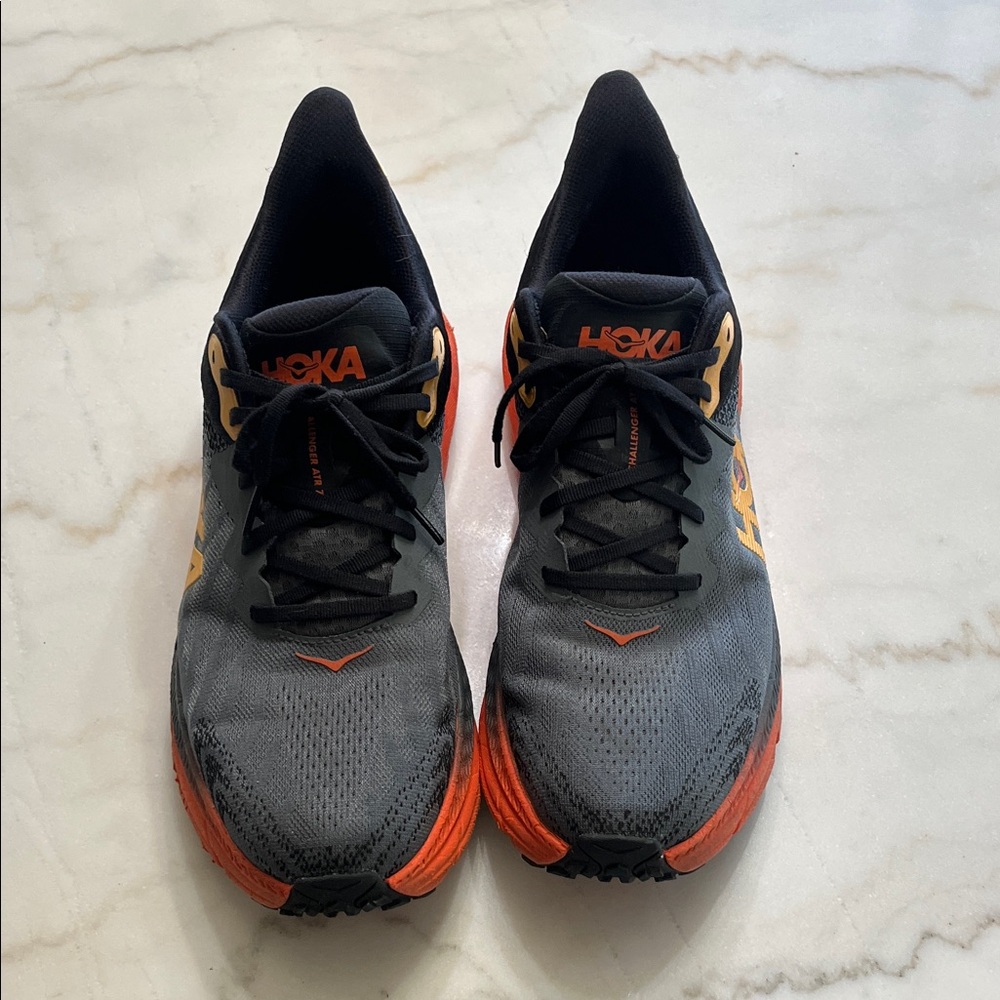 Hoka Black and Orange Athletic Shoes